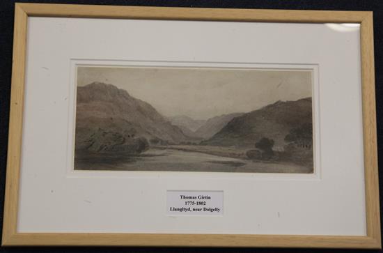 Thomas Girtin (1775-1802) Llangltyd, near Dolgelly, 4.25 x 9.75in.